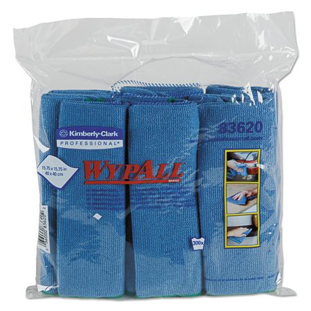WYPALL Microfiber Cloths, Reusable, 15-3/4" x 15-3/4", Blue, PK24 KCC 83620